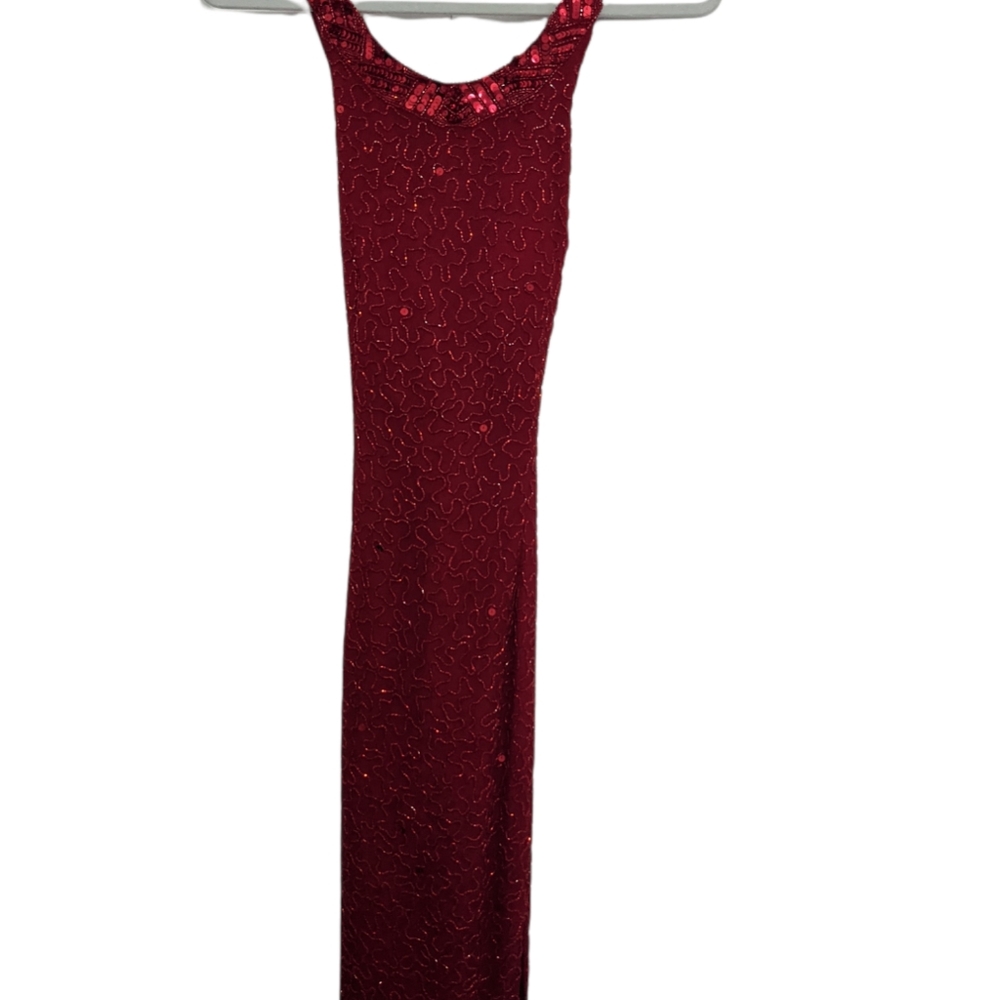 Cache sequin dress red large backless slit